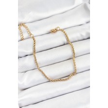Tua Moda 316L Çelik Gold Renk Örgü Burgu Zincir Erkek Bileklik