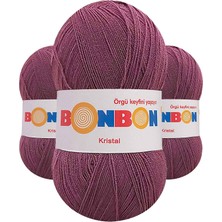 3 Adet Kristal El Örgü Lif Ipi Koyu Gül Kurusu 98303