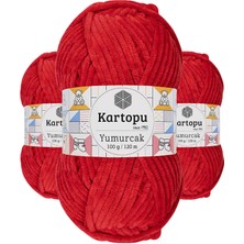 Kapamarka Yumurcak Kadife El Örgü Ipi Açık Kırmızı K165 3 Ad.