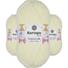 3 Adet Yumurcak Kadife El Örgü Ipi Krem K335