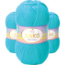 3 Adet Elite Baby El Örgü Ipi Tüylenmeyen Bebek Yünü Turkuaz 3323