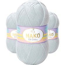 3 Adet Elite Baby El Örgü Ipi Tüylenmeyen Bebek Yünü Gümüş Gri 4672