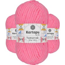 Kapamarka Yumurcak Kadife El Örgü Ipi Fosfor Pembe K773 3 Ad.