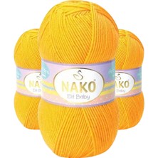 3 Adet Elite Baby El Örgü Ipi Tüylenmeyen Bebek Yünü Koyu Sarı 4674