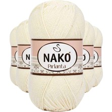 5 Adet Pırlanta Amigurumi El Örgü Ipi Yünü Koyu Krem 6730