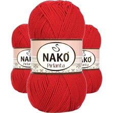 3 Adet Pırlanta Amigurumi El Örgü Ipi Yünü Gelincik Kırmızı 6741