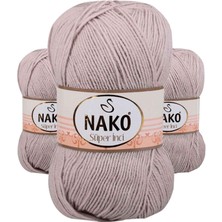 3 Adet Süper Inci El Örgü Ipi 100 gr Pembeli Gri 3079