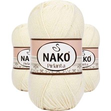 3 Adet Pırlanta Amigurumi El Örgü Ipi Yünü Koyu Krem 6730