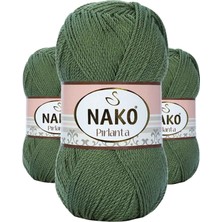 3 Adet Pırlanta Amigurumi El Örgü Ipi Yünü Haki Yeşil 11253