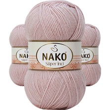 3 Adet Süper Inci El Örgü Ipi 100 gr Gül Goncası 318