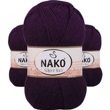 3 Adet Süper Inci El Örgü Ipi 100 gr Mor 3260