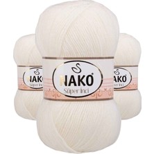 3 Adet Süper Inci El Örgü Ipi 100 gr Ekru 300