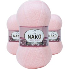 Kapamarka Angora Lüks El Örgü Ipi Pembe 11502 3 Ad.