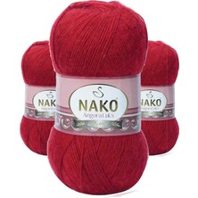 Kapamarka Angora Lüks El Örgü Ipi Koyu Kırmızı 1175 3 Ad.