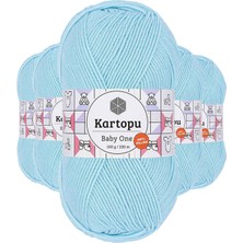 Kartopu 5 Adet Baby One Tüylenmeyen El Örgü Ipi Yünü Gök Mavi K502