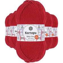 Kapamarka Kartopu Baby One Tüylenmeyen El Örgü Ipi Yünü Kırmızı K125 5 Ad.