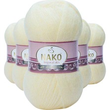 5 Adet Angora Lüks El Örgü Ipi Krem 256