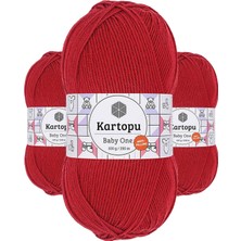 3 Adet Baby One Tüylenmeyen El Örgü Ipi Yünü Kırmızı K125