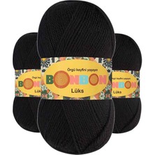 3 Adet Lüks Patik Ipi Yünü Siyah 98206