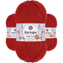 Kapamarka Baby One Tüylenmeyen El Örgü Ipi Yünü Koyu Kırmızı K129 3 Ad.