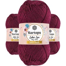 3 Adet Lotus Lux Bikini Büstiyer Bluz Simli Örgü Ipi K747 Vişne