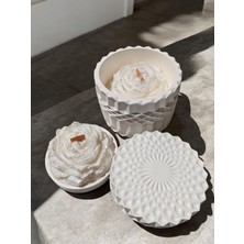 'şakayık Işığında' Set ( Kapaklı Kristal Desenli Şakayık Çiçeği Mum & Mini Sunumlukta Şakayık Mum)
