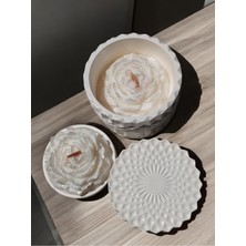 'şakayık Işığında' Set ( Kapaklı Kristal Desenli Şakayık Çiçeği Mum & Mini Sunumlukta Şakayık Mum)