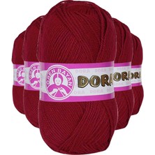 5 Adet Dora El Örgü Ipi Yünü 100 gr 034 Koyu Kırmızı