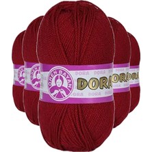 5 Adet Dora El Örgü Ipi Yünü 100 gr 033 Koyu Kırmızı