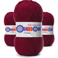 3 Adet Festival Simli Örgü Ipi Yünü Renk NO:220