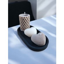 Siyah 'monoluxe' Serisi 2 (Sunumluklu Kapaklı Kristal Desenli Mum & Silindir Mum & Kalp Mum)