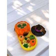 Balkabaklı Rüya Set 1 (Sunumluklu Cadı Balkabağı Evi Mum & Minik Balkabağı Obje Set)