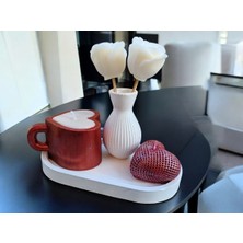 'sevginiz Serviste!' Set 1 - (Sunumluklu Kalpli Kupa Mum & Vazoda Tasarım Gül Sabun & Kalp Mum Set)