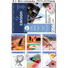Çok Amaçlı Sanatsal Blok A3 297X420 mm 200 gr 20 Yaprak 1 Adet Canson Resim Defteri Akrilik Yağlı Guaj Keçeli Sulu Boya