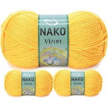 Kapamarka Vizon Premium Akrilik El Örgü Ipi Yünü Renk NO:184 Sarı 3 Ad.