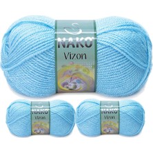 Kapamarka Vizon Premium Akrilik El Örgü Ipi Yünü Renk NO:214 Ufuk Mavisi 3 Ad.