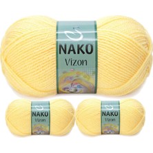 Kapamarka Vizon Premium Akrilik El Örgü Ipi Yünü Renk NO:215 Saman Sarı 3 Ad.