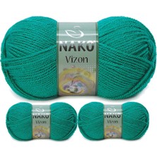 Kapamarka Vizon Premium Akrilik El Örgü Ipi Yünü Renk NO:181 Ördek Başı Yeşil 3 Ad.