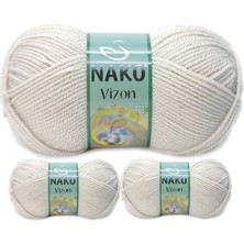 3 Adet Vizon Premium Akrilik El Örgü Ipi Yünü Renk NO:6383 Mantar Beji