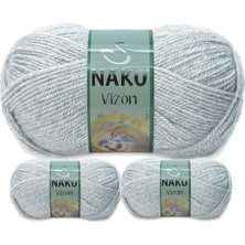 Kapamarka Vizon Premium Akrilik El Örgü Ipi Yünü Renk NO:195 Açık Gri Melanj 3 Ad.