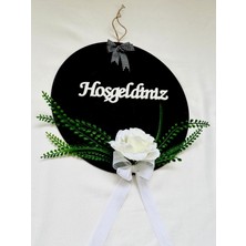 Macrome Kids Vintage Siyah Hoşgeldiniz Kapı Süsü 30 cm – El Yapımı Yapay Gül ve Kurdele Detaylı, Şık Bohem Rustik Tasarım, Dış Kapı ve Duvar Dekoru Için Uygun, Evinize Zarif ve Sıcak Karşılama Katın, El Emeği