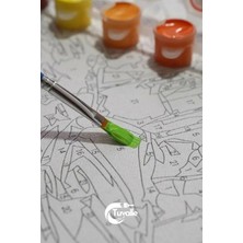 Kiraz Çiçekleri ve Kuş Sayılarla Boyama Seti, Hobi Seti, 40X50 Tablo, Fırça Boya, Numaralı Tuval
