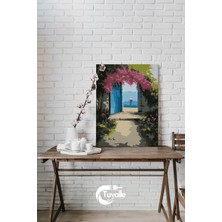Mavi Kapıdan Deniz Sayılarla Boyama Seti, Hobi Seti, 40X50 Tablo, Fırça Boya, Numaralı Tuval