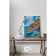 Adriyatik Kıyısı Sayılarla Boyama Seti, Hobi Seti, 40X50 Tablo, Fırça Boya, Numaralı Tuval