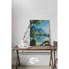 Zirvelerin Yansımaları Sayılarla Boyama Seti, Hobi Seti, 40X50 Tablo, Fırça Boya, Numaralı Tuval