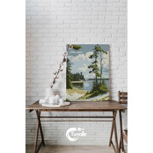Göl Kenarı Sayılarla Boyama Seti, Hobi Seti, 40X50 Tablo, Fırça Boya, Numaralı Tuval