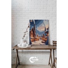 Dumanlı Akşam Sayılarla Boyama Seti, Hobi Seti, 40X50 Tablo, Fırça Boya, Numaralı Tuval