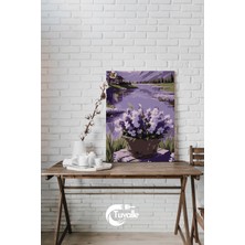 Lavanta Gölü Sayılarla Boyama Seti, Hobi Seti, 40X50 Tablo, Fırça Boya, Numaralı Tuval