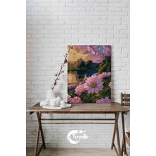 Pembe Akşamüstü Sayılarla Boyama Seti, Hobi Seti, 40X50 Tablo, Fırça Boya, Numaralı Tuval