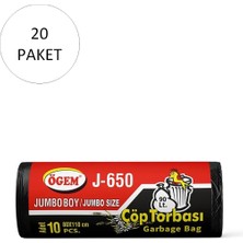 Kapamarka J-500 Jumbo Boy Çöp Torbası 80 X 110 Cm Rulo X 20 Paket = (siyah) 10 Lu 200 Ad.